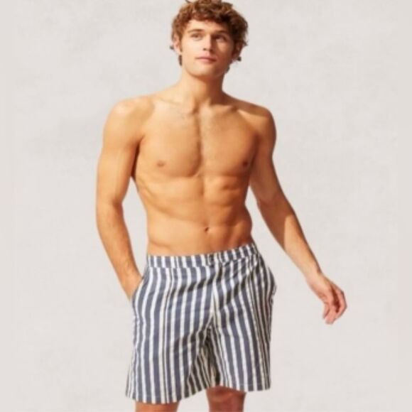 Solid and Striped Men’s Size Large Boardshort Blue Cream Stripes Swim Shorts - Picture 13 of 13